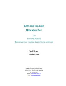 ARTS AND CULTURE RESEARCH DAY FOR CULTURE DIVISION DEPARTMENT OF TOURISM, CULTURE AND HERITAGE