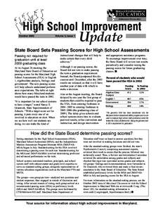 High School Improvement October 2003 Volume 3, Issue 1  Update