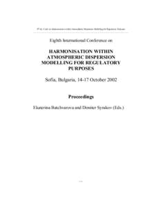 8th Int. Conf. on Harmonisation within Atmospheric Dispersion Modelling for Regulatory Purposes ______________________________________________________________________________________ Eighth International Conference on  H