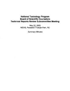 National Toxicology Program   Board of Scientific Counselors Technical Reports Review Subcommittee Meeting