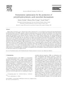 Enzyme and Microbial Technology[removed]–141  Fermentation optimization for the production of