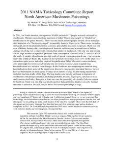 2011 NAMA Toxicology Committee Report North American Mushroom Poisonings By Michael W. Beug, PhD, Chair NAMA Toxicology Committee