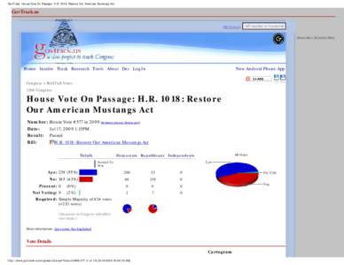 GovTrack: House Vote On Passage: H.R. 1018: Restore Our American Mustangs Act