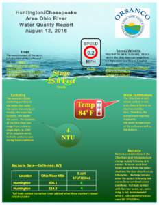 Huntington/Chesapeake Area Ohio River Water Quality Report August 12, 2016 SPEED