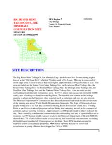 BIG RIVER MINE TAILINGS/ST. JOE MINERALS Corporation Site, Missouri, EPA ID# mod981126899, Desloge, St. Francois County