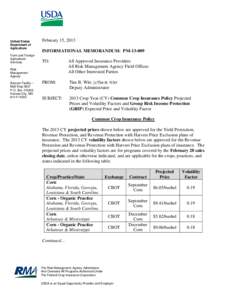 United States Department of Agriculture Farm and Foreign Agricultural Services