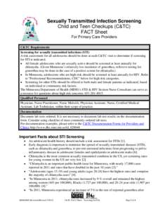 C&TC Sexually Transmitted Infection Screening Fact Sheet