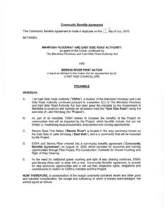 Berens River First Nation / Community Benefits Agreement / Contract / Republic of China / Berens / Government procurement in the United States / Contract law / Law / Legal documents