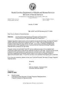North Carolina Department of Health and Human Services Division of Social Services 2420 Mail Service Center • Raleigh, North Carolina[removed]Courier # [removed]Michael F. Easley, Governor Sherry S. Bradsher, Direct