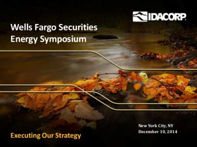 Wells Fargo Securities Energy Symposium Executing Our Strategy  New York City, NY
