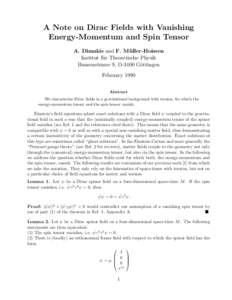 Quantum mechanics / Stress–energy tensor / Dirac equation / Spin / Tensor / Frame fields in general relativity / Dirac spinor / Torsion tensor / Einstein–Cartan theory / Physics / Quantum field theory / Spinors