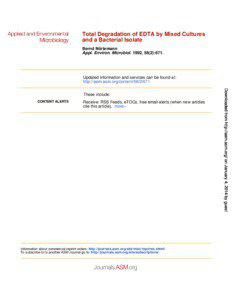 Total Degradation of EDTA by Mixed Cultures and a Bacterial Isolate Bernd Nörtemann