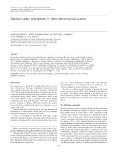 Visual Neuroscience ~2006!, 23, 311–321. Printed in the USA. Copyright © 2006 Cambridge University Press $16.00 DOI: 10.10170S0952523806233431 Surface color perception in three-dimensional scenes