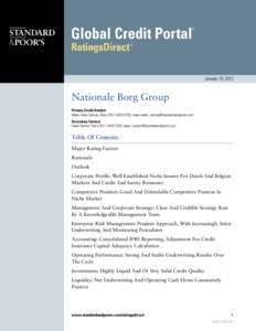 January 19, 2012  Nationale Borg Group Primary Credit Analyst: Marie-Aude Salinas, Paris;  Secondary Contact:
