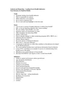 Forest Health Monitoring, Analysis and Reporting – Leading Forest Health Indicators