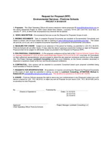 Request for Proposal (RFP) Environmental Services - FirstLine Schools PROJECT # [removed]Proposals - The Chief Operating Officer will receive electronic format proposals @ [removed] on the above re