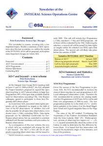 Newsletter of the INTEGRAL Science Operations Centre No 20  September 2008