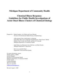 Medical specialties / Medical terms / Public health / Health sciences / Michigan Department of Community Health / Agency for Toxic Substances and Disease Registry / Environmental medicine / Cancer cluster / Illness / Medicine / Health / Epidemiology