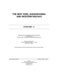 THE NEW YORK, SUSQUEHANNA AND WESTERN RAILWAY NYSW[removed]A  - DEMURRAGE AND STORAGE RULES AND CHARGES AT STATIONS ON