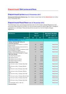 Discontinued CAA Levies and Fees