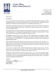 Greater Albany Public School District - Letter from Superintendent - en Espanol and English