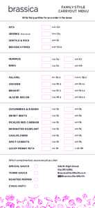 FAMILY STYLE CARRYOUT MENU Write the quantities for your order in the boxes PI TA