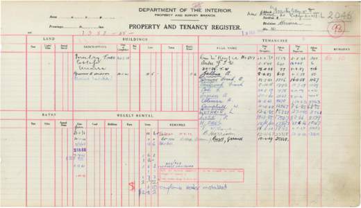 Department of the Interior Property and Tenancy Ledger