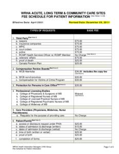 Microsoft Word - Fee Schedule - Release of Patient Information - Revision of Dec[removed]