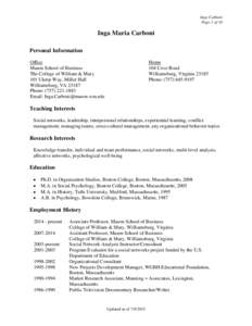 Inga Carboni Page 1 of 10 Inga Maria Carboni Personal Information Office