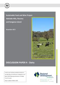 Sustainable Growth for Food & Wine Project Regional Development Australia – Adelaide Hills, Fleurieu & Kangaroo Island