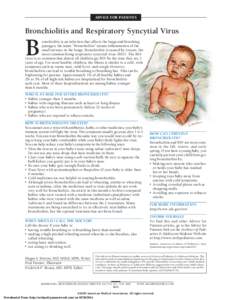 ADVICE FOR PATIENTS  Bronchiolitis and Respiratory Syncytial Virus