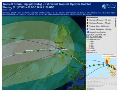Tropical Storm Hagupit (Ruby) - Estimated Tropical Cyclone Rainfall Warning 32 (JTWC[removed]DEC[removed]UTC PDC22W - 32B TROPICAL STORM 22W (HAGUPIT), LOCATED APPROXIMATELY 38 NM SOUTH- SOUTHWEST OF MANILA, PHILIPPINES,
