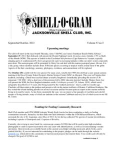 September/October, 2012  Volume 53 no.5 Upcoming meetings  The club will meet on the usual fourth Thursday, time (7:00 PM), and venue (Southeast Branch Public Library) September 27, 2012. Rick Edwards will present the Fl