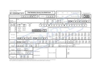 Form No.1 (Related to Article 6) Examples of entry of numbers Vital Statistics Survey Live Birth Form Branch