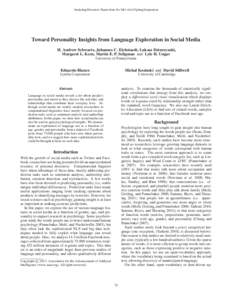 Toward Personality Insights from Exploratory Language Analysis