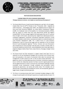 THE FOZ DE IGUAZÚ DECLARATION II WORLD FORUM OF LOCAL ECONOMIC DEVELOPMENT: 