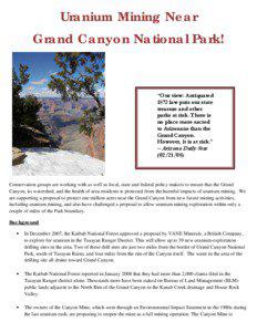 Uranium Mining Near Grand Canyon National Park!
