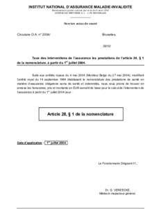 INSTITUT NATIONAL D’ASSURANCE MALADIE-INVALIDITE Etablissement public institué par la loi du 9 août 1963 AVENUE DE TERVUREN[removed]BRUXELLES _____________