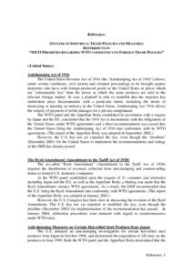 Reference: OUTLINE OF INDIVIDUAL TRADE POLICIES AND MEASURES REFERRED TO IN “METI PRIORITIES REGARDING WTO CONSISTENCY OF FOREIGN TRADE POLICIES”  <United States>