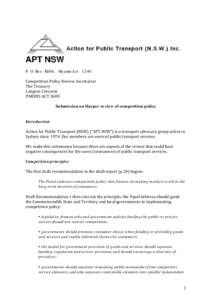 Action for Public Transport NSW - Competition Policy Review: Draft Report Submissions