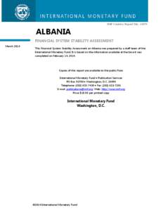 Albania: Financial System Stability Assessment; IMF Country Report 14/79; February 14, 2014