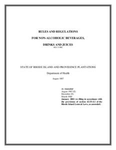 RULES AND REGULATIONS FOR NON-ALCOHOLIC BEVERAGES, DRINKS AND JUICES (R21-23-BB)  STATE OF RHODE ISLAND AND PROVIDENCE PLANTATIONS