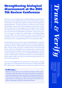 Nuclear physics / Isotope separation / Uranium / Biological warfare / Biological Weapons Convention / Nuclear Non-Proliferation Treaty / International Atomic Energy Agency / Gas centrifuge / Enriched uranium / International relations / Nuclear technology / Nuclear proliferation