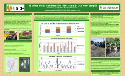 The Effect of Soil Conditions on Plant Health at UCF main campus Diana Bateman, Jacqueline Gibson, PJ Ruben, Phillip Zen Eyck Alaina Bernard, Jennifer Elliott Department of Biology, University of Central Florida, Orlando