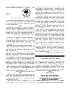 BLACKVILLE COMMUNITY NEWSLETTER more people had jobs and if you were hurt then you might  May 2012 Issue 54 “How the Railroad Benefited Blackville?” Students from Macedonia Elementary School were asked to