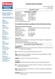 MATERIAL SAFETY DATA SHEET Issued[removed]Code: Amber IDENTIFICATION Product Name: KEMGROUT SANDED