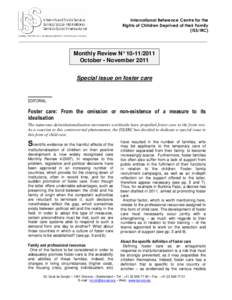 International Reference Centre for the Rights of Children Deprived of their Family (ISS/IRC) Monthly Review N° October - November 2011