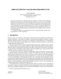 Indexed Labels for Loop Iteration Dependent Costs Paolo Tranquilli∗ DISI (Dipartimento di Informatica – Scienza e Ingegneria) Universit`a di Bologna Alma Mater [removed]