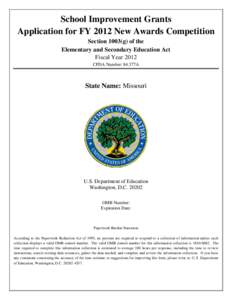 Missouri Application for FY2012 New Award SIG (PDF)