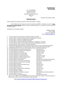 Ministry of Finance / Secretariat Building /  New Delhi / Drug Enforcement Administration / New Delhi / Government of India / Government / Foreign Investment Promotion Board